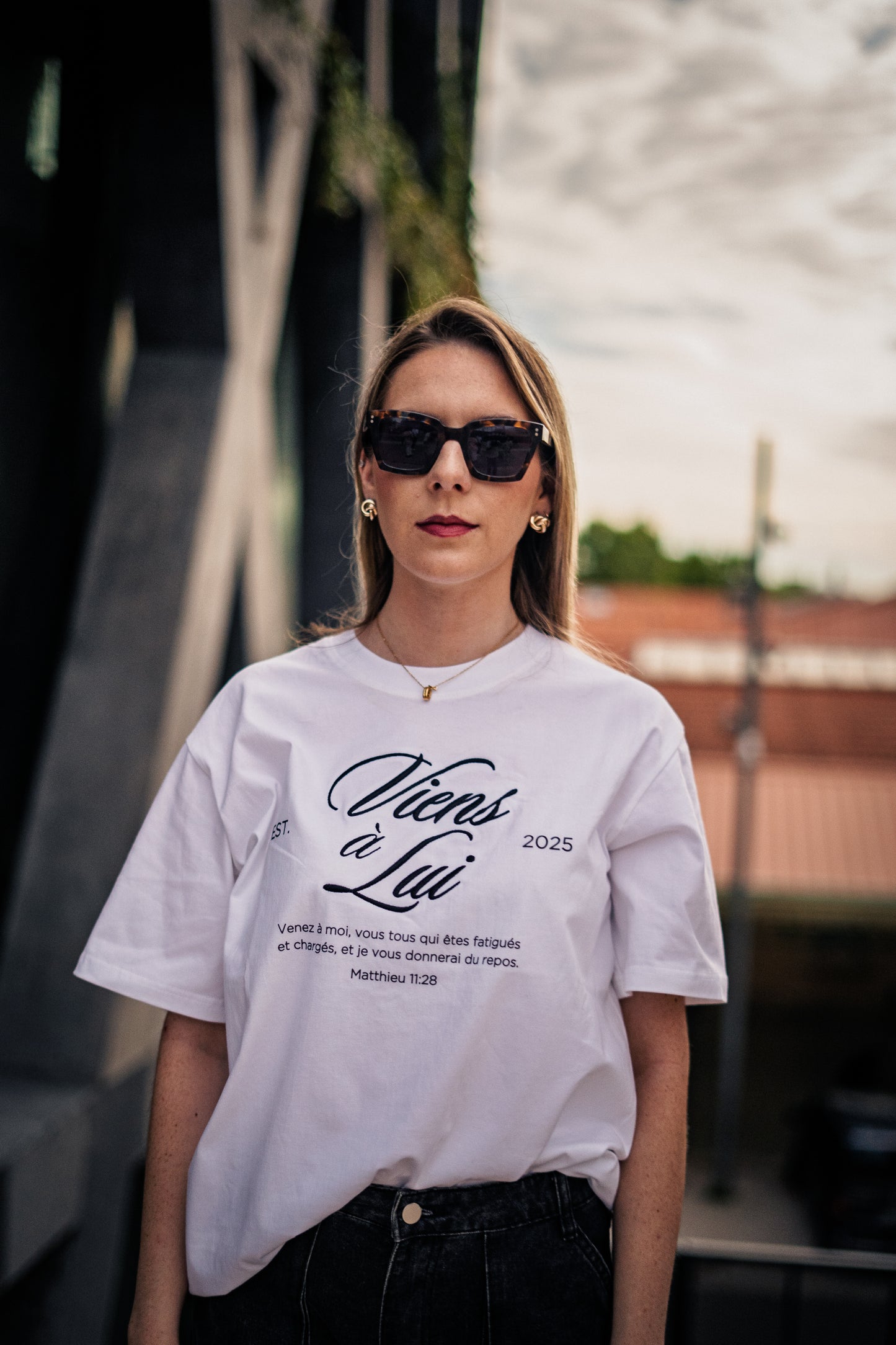 Tee-shirt - Viens à Lui Blanc Brodé