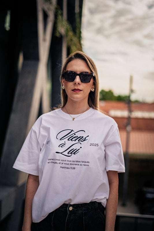 Tee-shirt - Viens à Lui Blanc Brodé