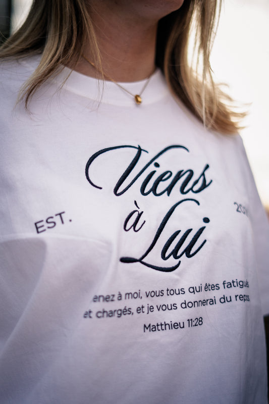 Tee-shirt - Viens à Lui Blanc Brodé